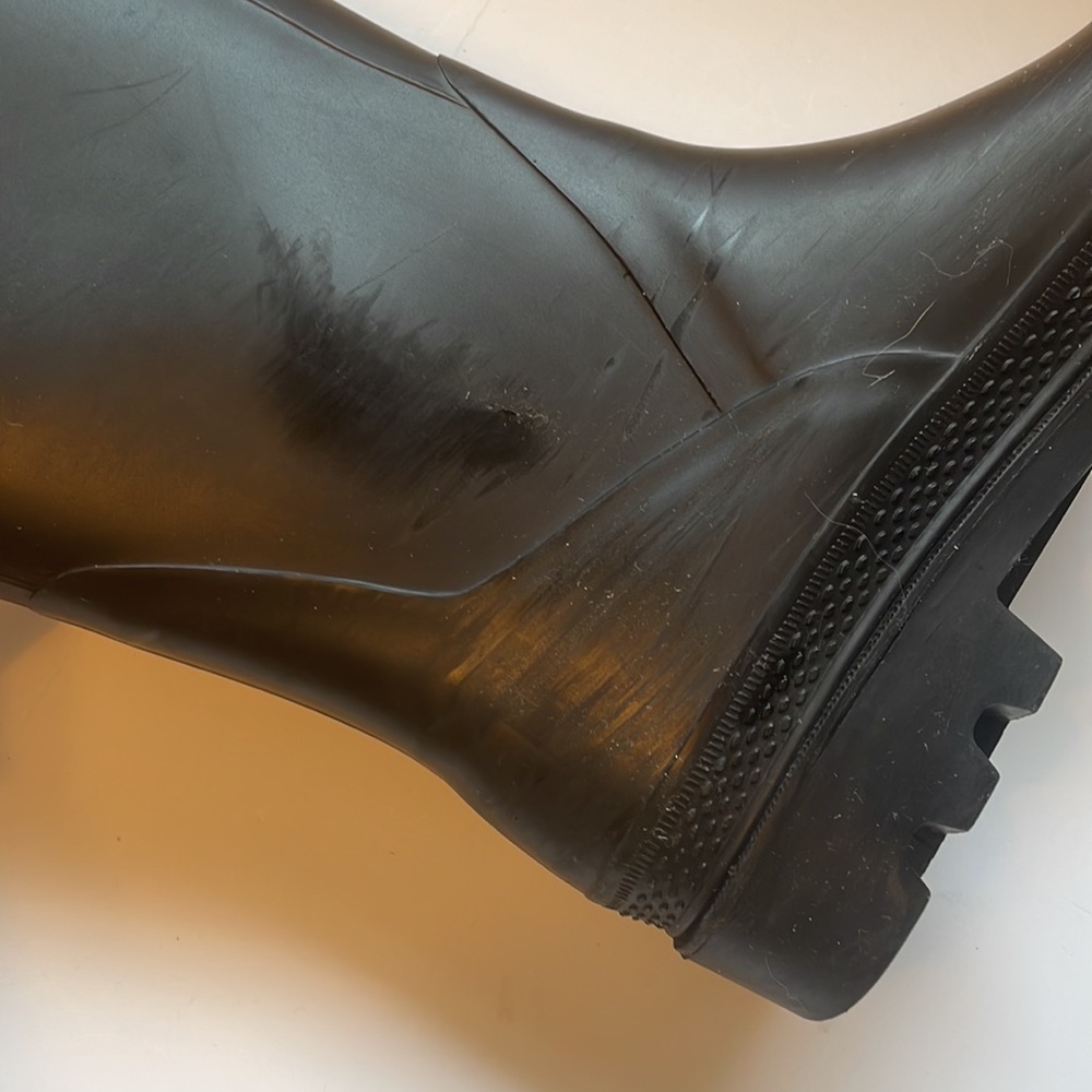 Burberry Black Rubber Knit Top Nova Check Rain Boot Women Sz 9 Made in ITALY - Picture 6 of 16